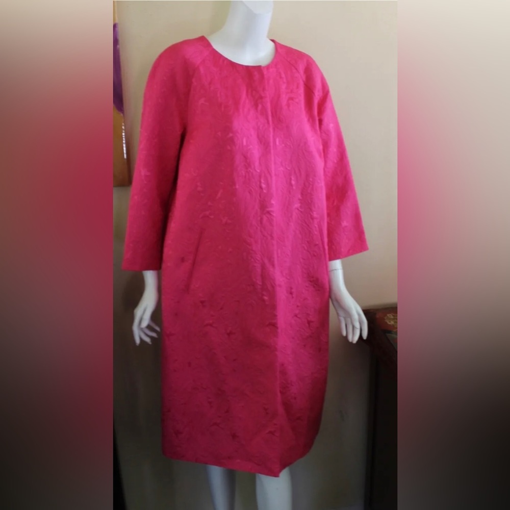 NWT Talbots Exquisite 3/4 Floral Embossed Pretty in Pink Paisley Jacket Coat